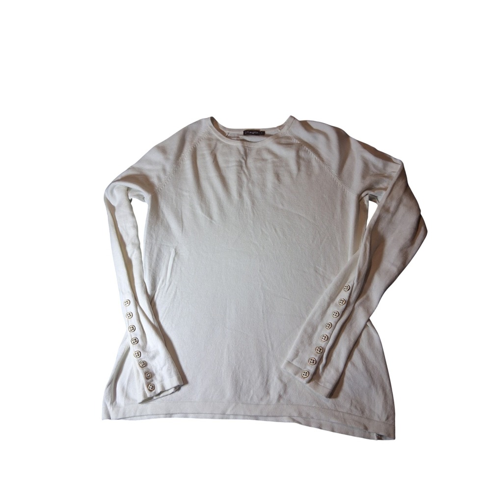 J.McLaughlin Womens Cream Knit Top Button Cuff Raglan Sleeve Size S